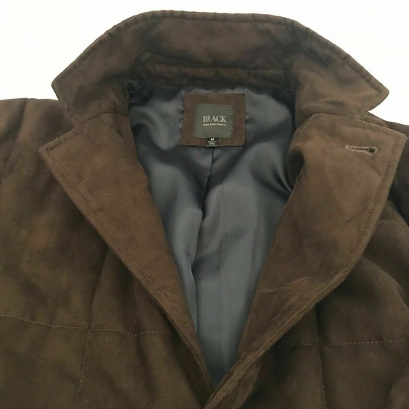 BLACK SAKS FIFTH AVE Size Medium Brown Soft Microfiber Suede Coat Lined Pockets - Picture 4 of 10